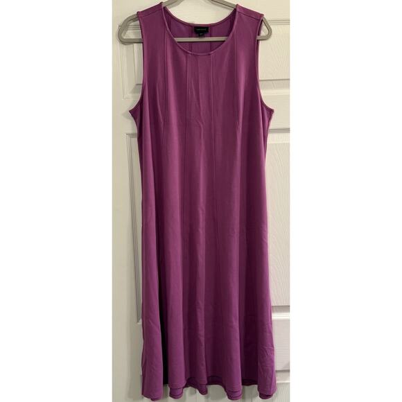 J. Jill Wearever Collection Tank Dress Sz XLP Purple Pleated Midi Stretch Casual - Picture 1 of 12
